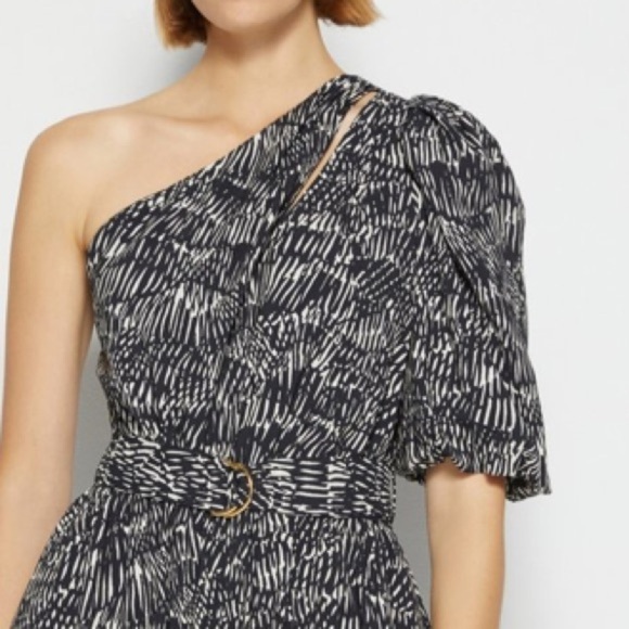 Jonathan Simkhai NWT Adriana Mini Dress Abstract Fern XS Asymmetrical Old Money - Picture 2 of 16